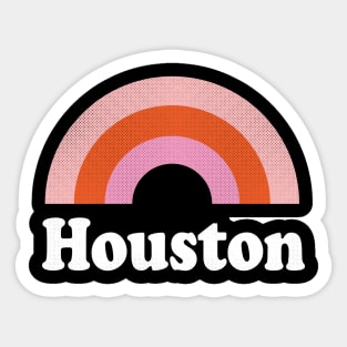 Houston, Texas - TX Retro Rainbow and Text Sticker
